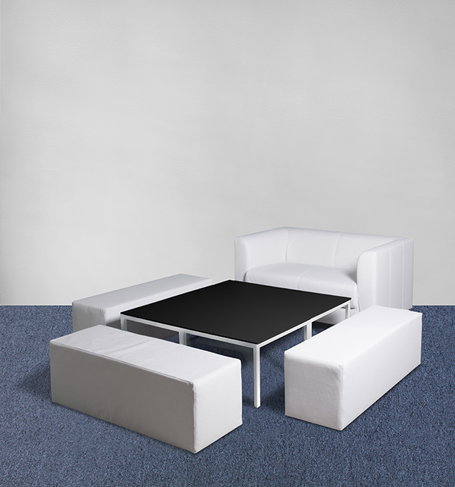 Lounge Set Komfort Schwarz Weiss